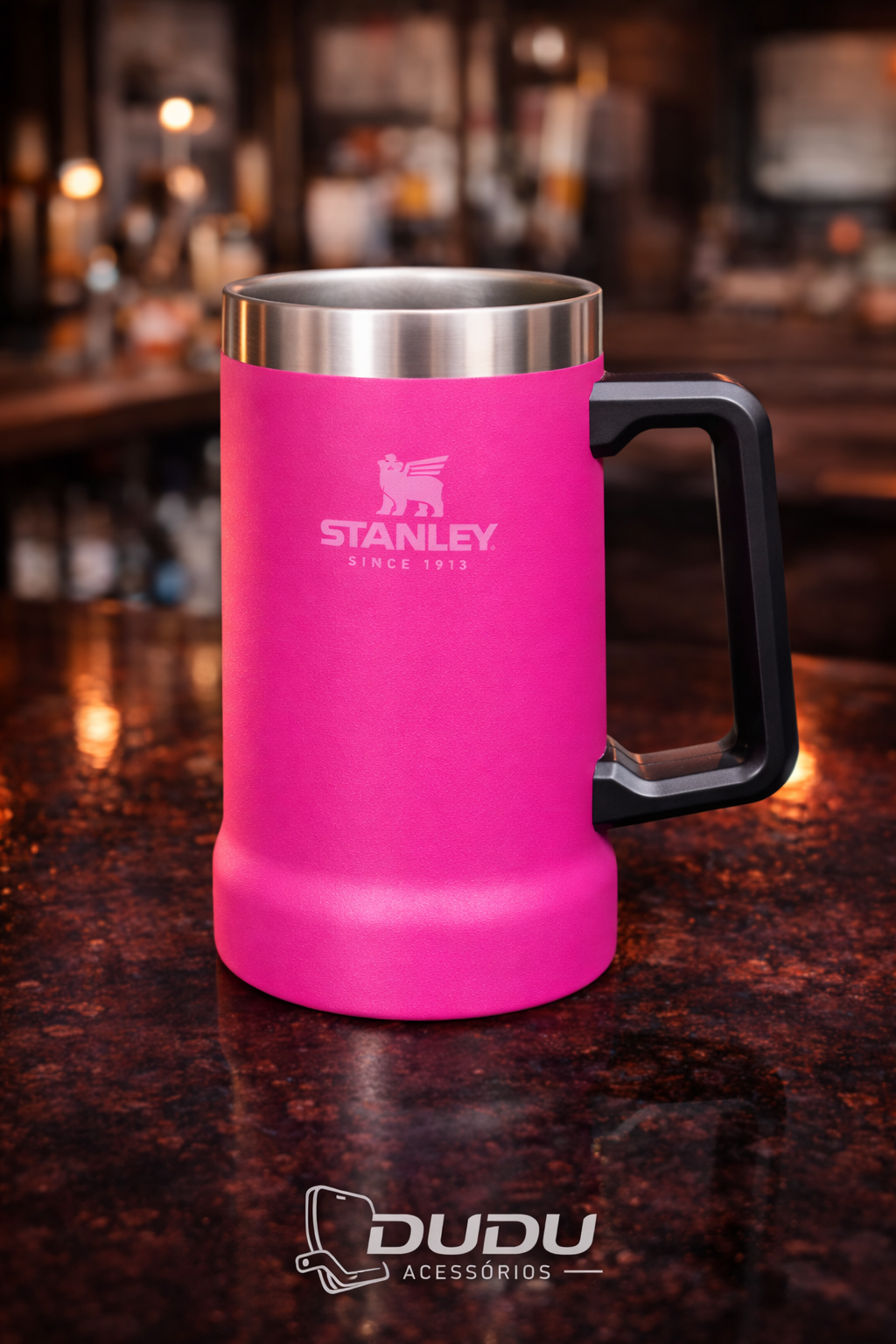 Caneca Térmica para Cerveja 709ml com Alça – Aço Inox Premium - miniatura 3